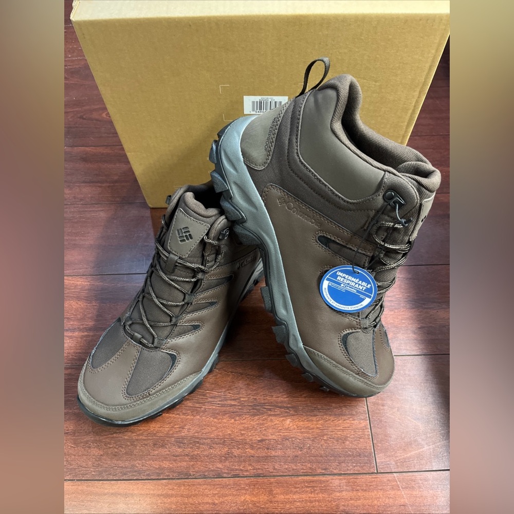 Mens 13 Columbia Buxton Peak Mid II Waterproof Boot Shoe Brown Trail Hiking New